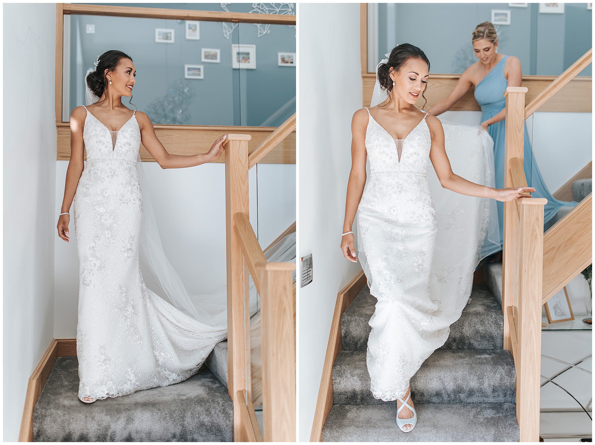 Brides walk down the stairs